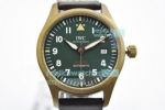 Swiss IWC Big Pilot Replica Watch Spitfire Olive Green Dial Leather Strap 39mm